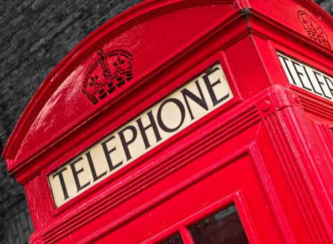 Telephone box close-up White Modern Wood Framed Art Print with Double Matting by Frank, Assaf