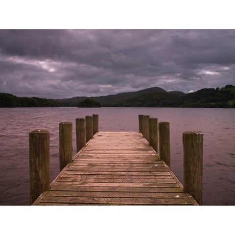 Jetty at dusk, lake district, Cumbria Gold Ornate Wood Framed Art Print with Double Matting by Frank, Assaf