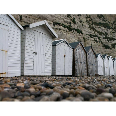 Beach huts, Dorset , UK White Modern Wood Framed Art Print by Frank, Assaf