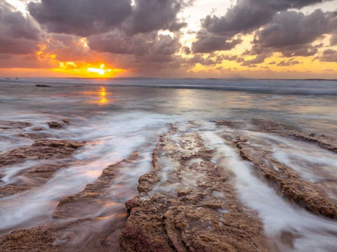 Sunset over Palmachim beach, Israel Black Ornate Wood Framed Art Print with Double Matting by Frank, Assaf