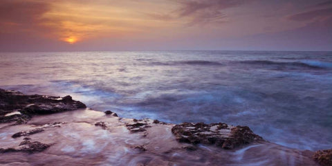 Sunset over Palmachim beach, Israel White Modern Wood Framed Art Print with Double Matting by Frank, Assaf