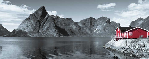 Fishing huts on the waterfront, Lofoten, Norway Black Ornate Wood Framed Art Print with Double Matting by Frank, Assaf