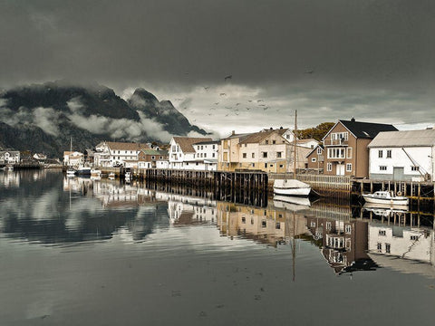 Village in Lofoten-Norway Black Ornate Wood Framed Art Print with Double Matting by Frank, Assaf