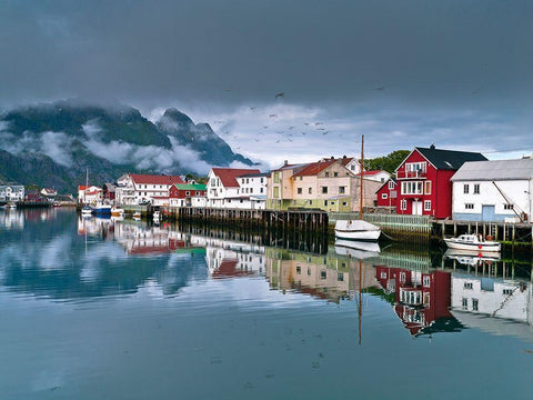 Village in Lofoten-Norway Black Ornate Wood Framed Art Print with Double Matting by Frank, Assaf