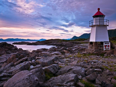 Light house on coast, Lofoten, Norway Black Ornate Wood Framed Art Print with Double Matting by Frank, Assaf