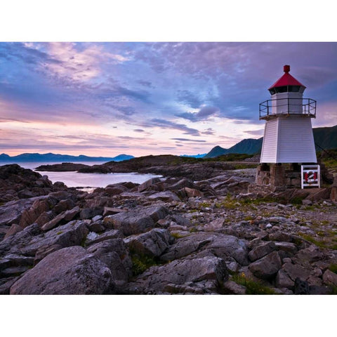 Light house on coast, Lofoten, Norway Black Modern Wood Framed Art Print with Double Matting by Frank, Assaf