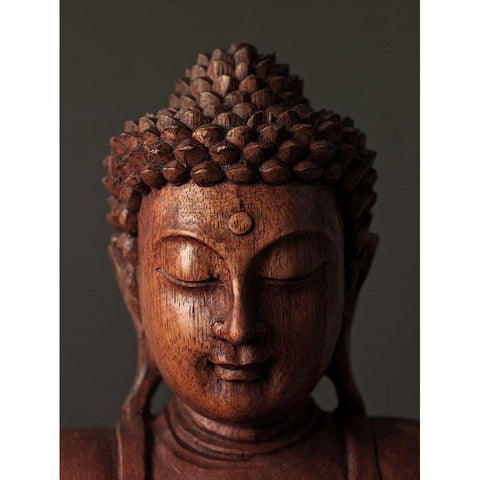 Buddha sculpture face Black Modern Wood Framed Art Print with Double Matting by Frank, Assaf