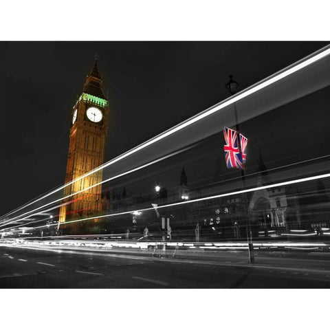 Big Ben at night Gold Ornate Wood Framed Art Print with Double Matting by Frank, Assaf