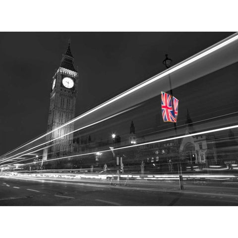 Big Ben at night Gold Ornate Wood Framed Art Print with Double Matting by Frank, Assaf