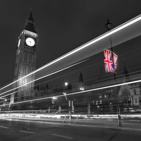 Big Ben at night White Modern Wood Framed Art Print with Double Matting by Frank, Assaf