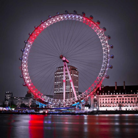 London Eye at night Black Modern Wood Framed Art Print with Double Matting by Frank, Assaf