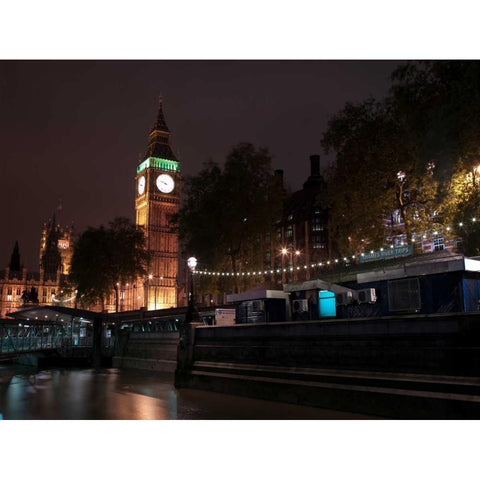 Big Ben at night White Modern Wood Framed Art Print by Frank, Assaf