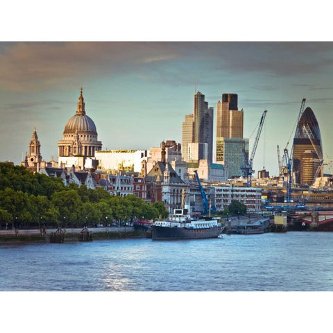 London skyline over the river Thames Gold Ornate Wood Framed Art Print with Double Matting by Frank, Assaf