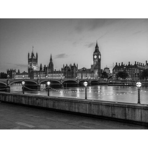 Houses of parliament over the river Thames Black Modern Wood Framed Art Print with Double Matting by Frank, Assaf