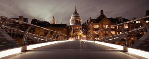 St Pauls Catedral from the Millennium Bridge White Modern Wood Framed Art Print with Double Matting by Frank, Assaf