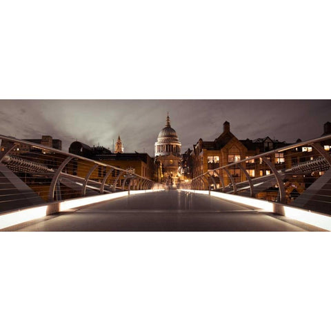 St Pauls Catedral from the Millennium Bridge Gold Ornate Wood Framed Art Print with Double Matting by Frank, Assaf