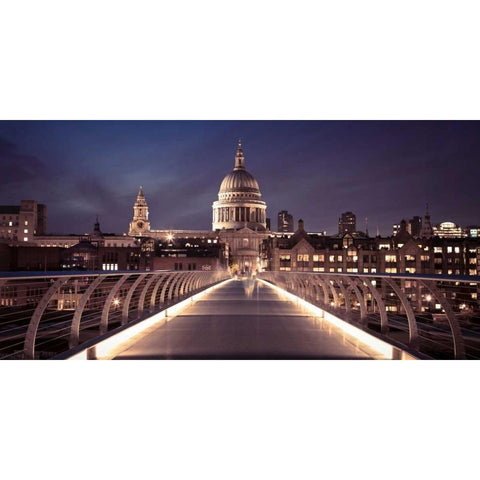 St Pauls Catedral from the Millennium Bridge White Modern Wood Framed Art Print by Frank, Assaf