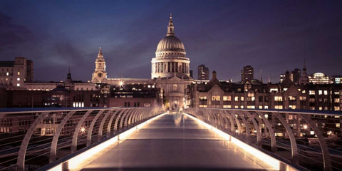 St Pauls Catedral from the Millennium Bridge Black Ornate Wood Framed Art Print with Double Matting by Frank, Assaf