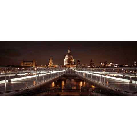 St Pauls Cathedral from millennium bridge Black Modern Wood Framed Art Print with Double Matting by Frank, Assaf