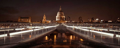 St Pauls Cathedral from millennium bridge White Modern Wood Framed Art Print with Double Matting by Frank, Assaf