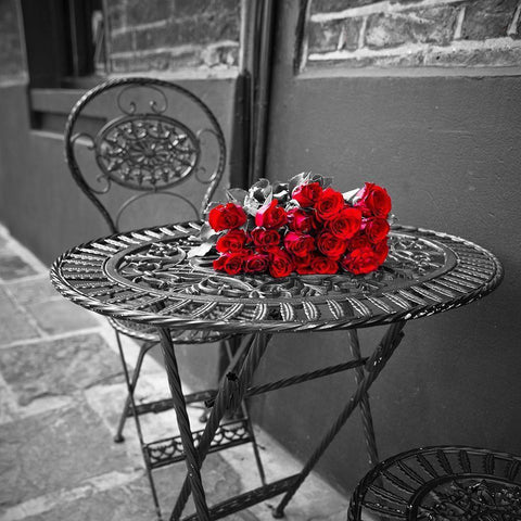 Bunch of roses on a table Black Modern Wood Framed Art Print with Double Matting by Frank, Assaf