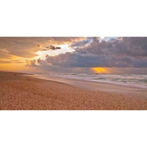 Beach at sunset, Palmachim, Israel Gold Ornate Wood Framed Art Print with Double Matting by Frank, Assaf