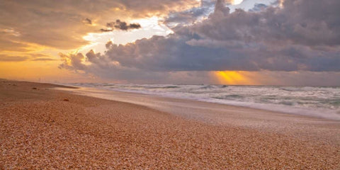 Beach at sunset, Palmachim, Israel White Modern Wood Framed Art Print with Double Matting by Frank, Assaf