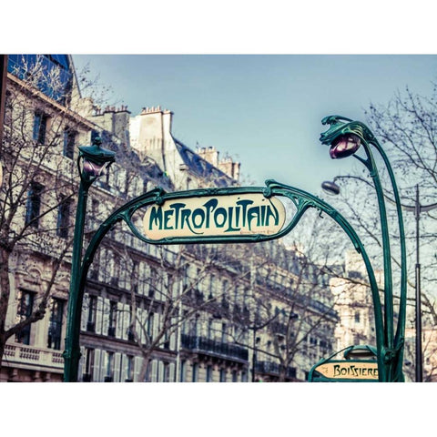 Paris Metro sign Black Modern Wood Framed Art Print with Double Matting by Frank, Assaf