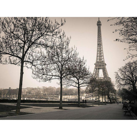 Pathway to Eiffel tower-Paris Black Modern Wood Framed Art Print with Double Matting by Frank, Assaf