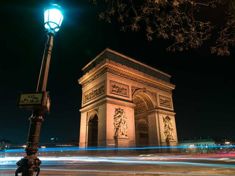 Arc de Triomphe, Paris, France Black Ornate Wood Framed Art Print with Double Matting by Frank, Assaf