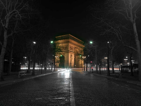 Arc de Triomphe, Paris, France White Modern Wood Framed Art Print with Double Matting by Frank, Assaf