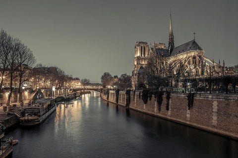 Notre-Dame de Paris-France Black Ornate Wood Framed Art Print with Double Matting by Frank, Assaf