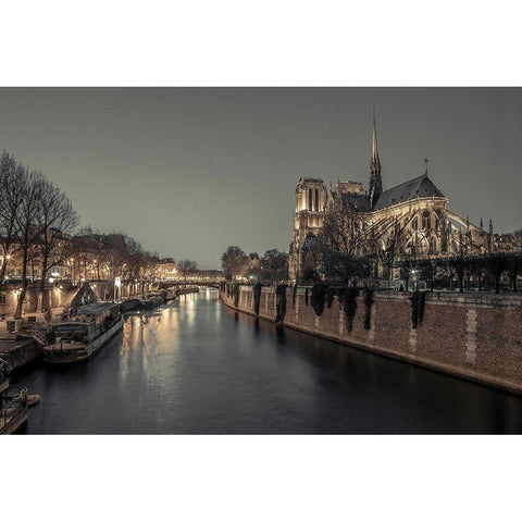 Notre-Dame de Paris-France Black Modern Wood Framed Art Print with Double Matting by Frank, Assaf