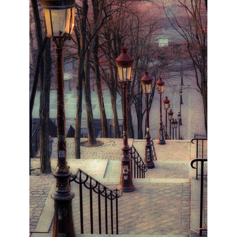 The famous staircase in Montmartre, Paris, France Black Modern Wood Framed Art Print with Double Matting by Frank, Assaf