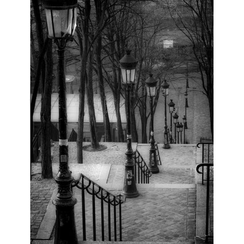 The famous staircase in Montmartre, Paris, France White Modern Wood Framed Art Print by Frank, Assaf