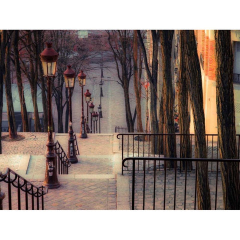 The famous staircase in Montmartre, Paris, France Gold Ornate Wood Framed Art Print with Double Matting by Frank, Assaf