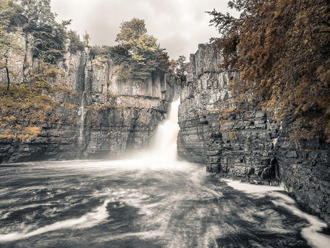 High Force waterfall-North Pennines-Yorkshire-UK White Modern Wood Framed Art Print with Double Matting by Frank, Assaf