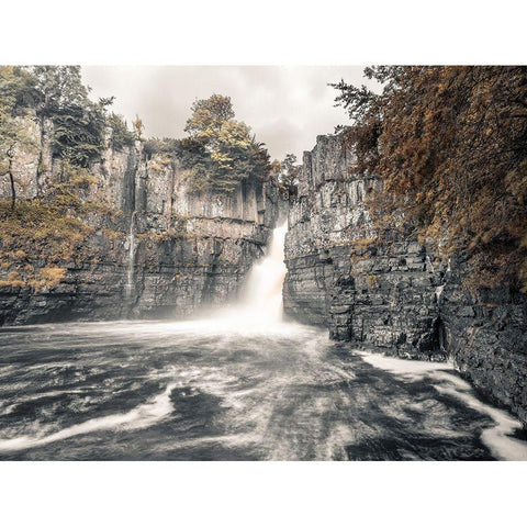 High Force waterfall-North Pennines-Yorkshire-UK White Modern Wood Framed Art Print by Frank, Assaf