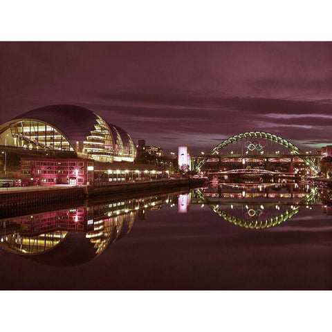 The Sage Gateshead and the Tyne bridge, Newcastle Upon Tyne, FTBR-1879 Black Modern Wood Framed Art Print by Frank, Assaf