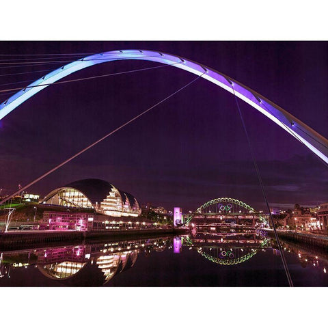 The Millenium Bridge, Newcastle Upon Tyne, FTBR-1881 Black Modern Wood Framed Art Print by Frank, Assaf