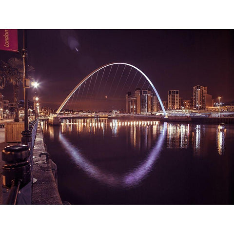 The Millenium Bridge, Newcastle Upon Tyne, FTBR-1882 Black Modern Wood Framed Art Print by Frank, Assaf