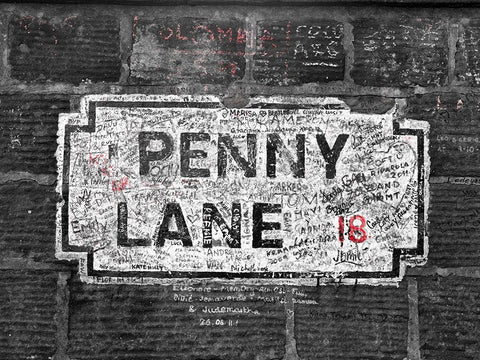 Penny Lane street sign, Liverpool White Modern Wood Framed Art Print with Double Matting by Frank, Assaf