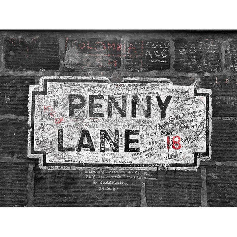 Penny Lane street sign, Liverpool Gold Ornate Wood Framed Art Print with Double Matting by Frank, Assaf