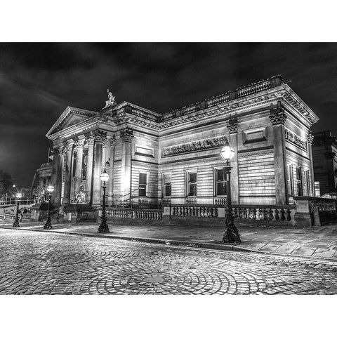 Walker art gallery at night, Liverpool Gold Ornate Wood Framed Art Print with Double Matting by Frank, Assaf