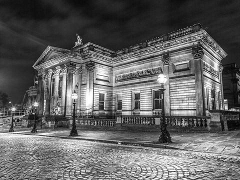 Walker art gallery at night, Liverpool White Modern Wood Framed Art Print with Double Matting by Frank, Assaf