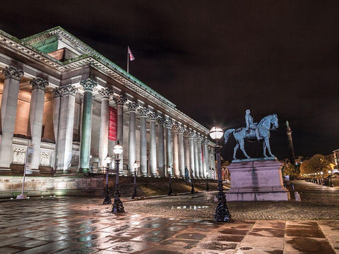 St Georges Hall at night, Liverpool White Modern Wood Framed Art Print with Double Matting by Frank, Assaf