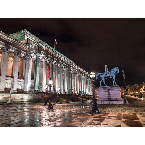 St Georges Hall at night, Liverpool White Modern Wood Framed Art Print by Frank, Assaf