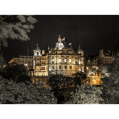 Lloyds banking group building at night Gold Ornate Wood Framed Art Print with Double Matting by Frank, Assaf