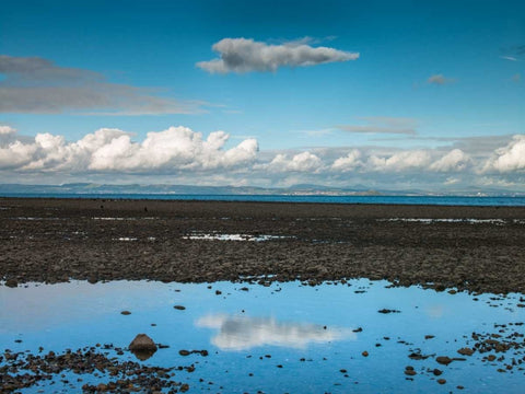 Portobello Beach, Edinburgh White Modern Wood Framed Art Print with Double Matting by Frank, Assaf