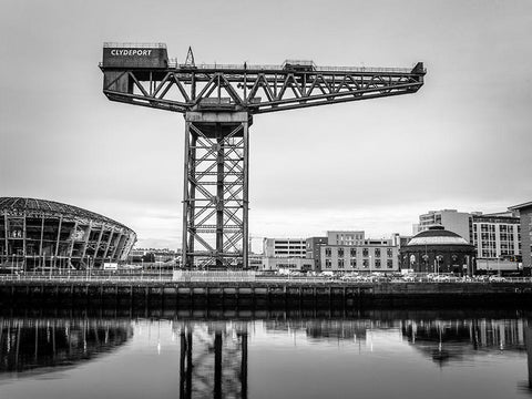 Finnieston crane on River Clyde, Glasgow, FTBR-1888 Black Ornate Wood Framed Art Print with Double Matting by Frank, Assaf